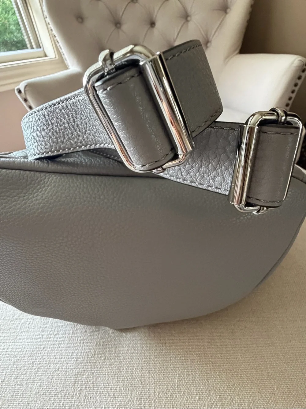Rebecca Minkoff Gray Pebbled Leather Julian Backpack Medium w/ Silver Hardware